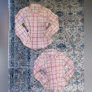 New! Girls pink button top. Size Small & Large